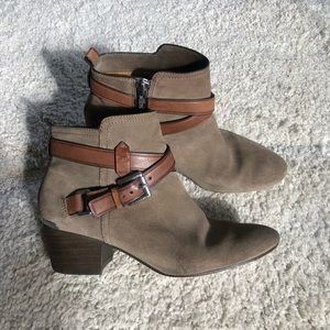 COACH suede leather taupe tan ankle boots booties